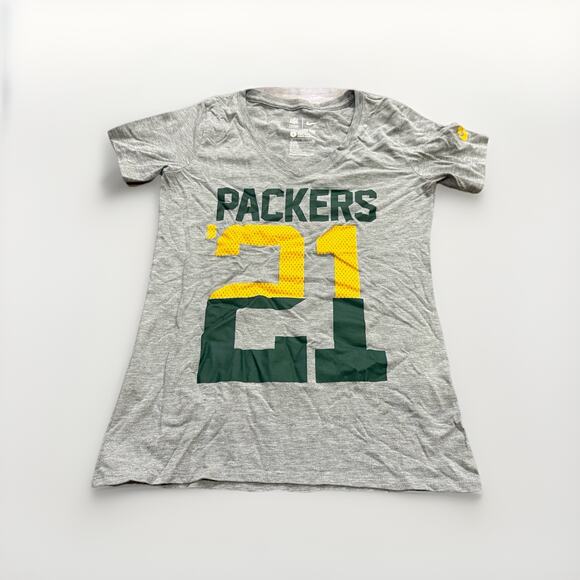 Nike Womens Gray The Nike Tee NFL Green Bay Packers #21 Short Sleeve T-Shirt S - Picture 1 of 7
